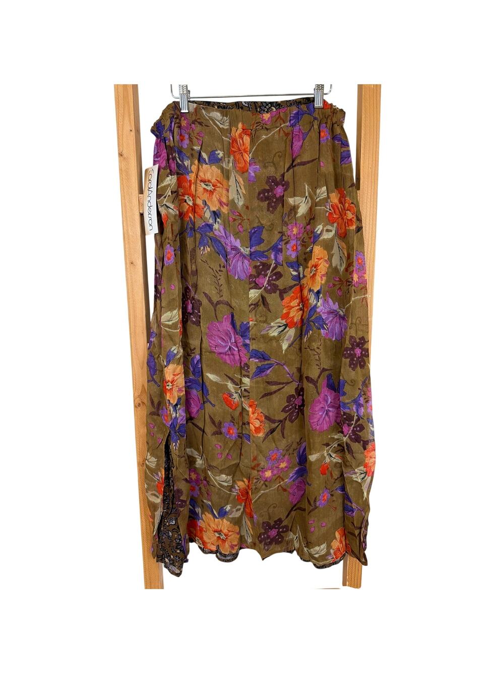NWT Carol Anderson Multicolored Floral Reversible Pull On Maxi Skirt LG / XL